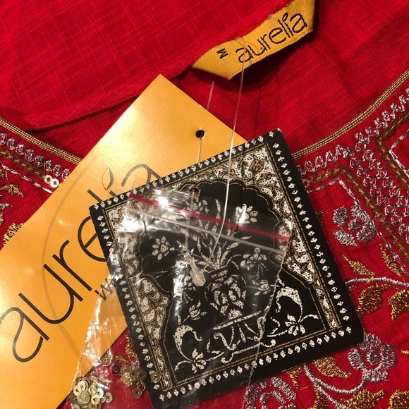 Aurelia red sleeveless embroidered Top from India size Medium - Picture 6 of 8